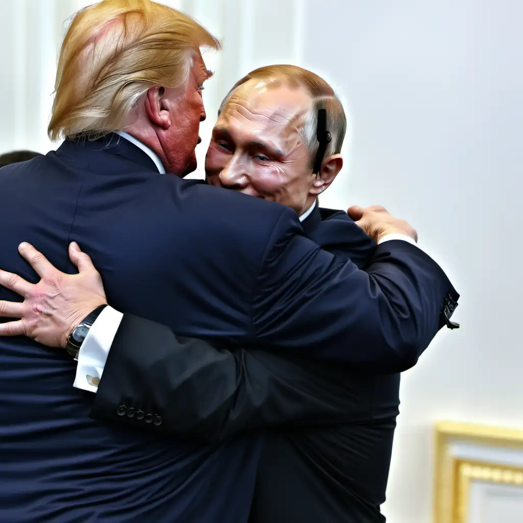Putin hugging Trump