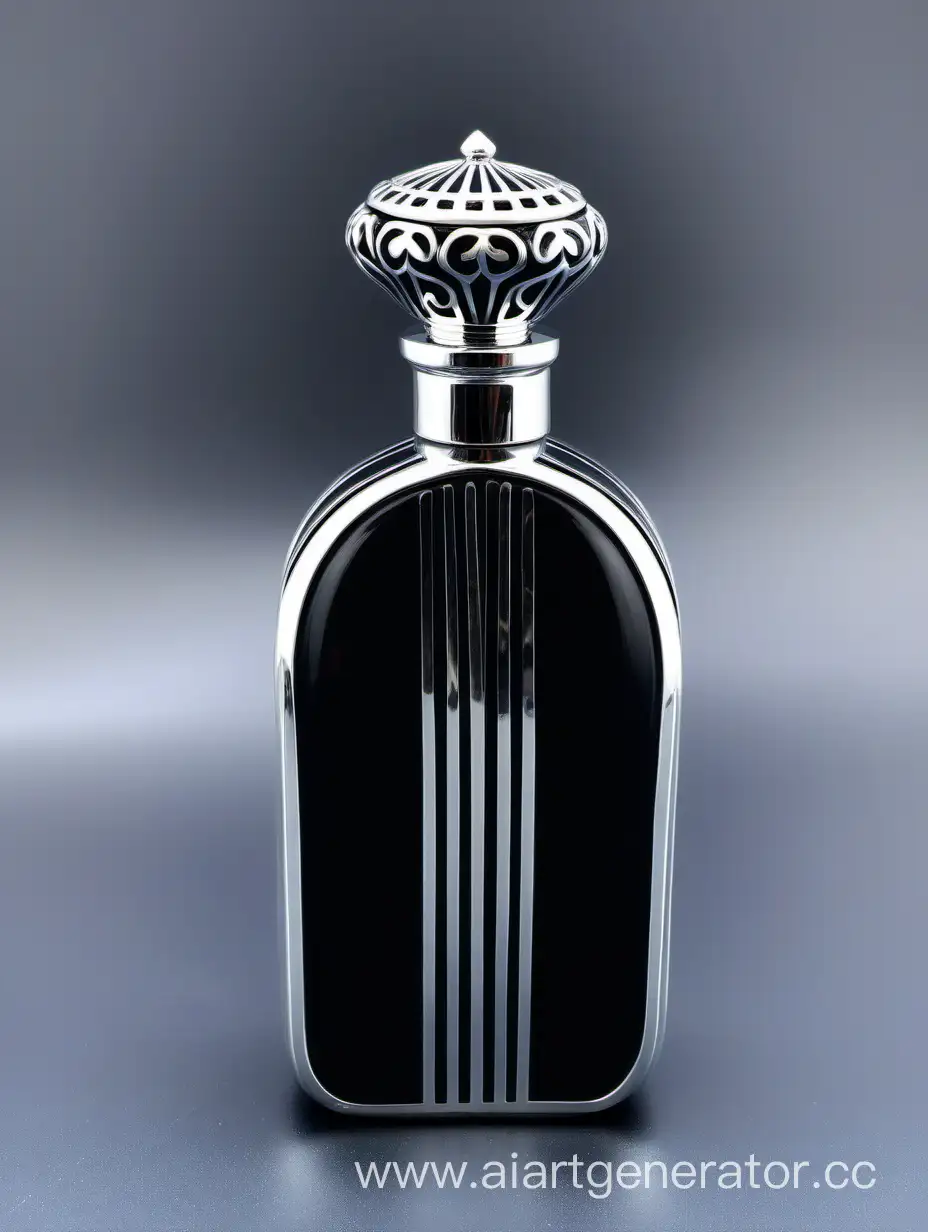 Zamac Perfume decorative ornamental  black, royal dark torquious  heavy bottle double in height  with stylish Silver lines cap and bottle