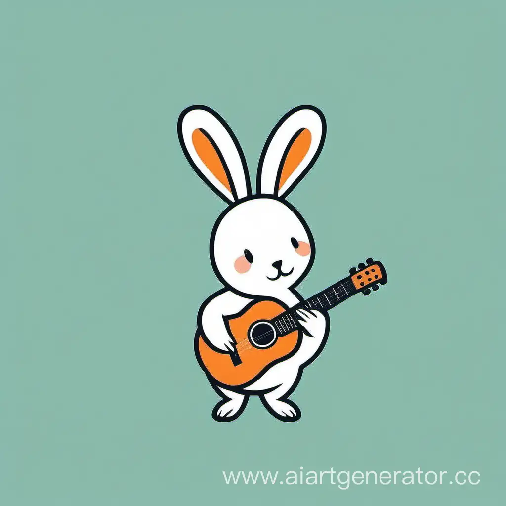 Логотип минималистичный кролик с гитарой. Милый