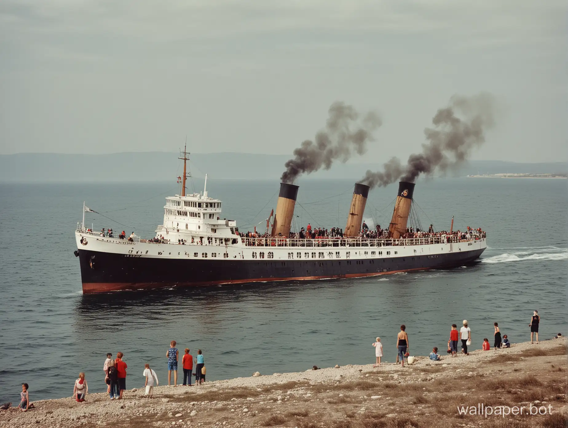 Crimea, sea, steamship, children