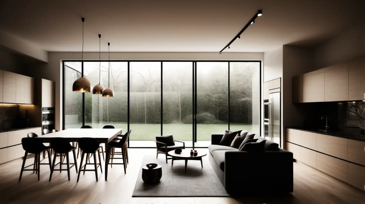 Modern Interior with Natural Light and Indoor Lamps