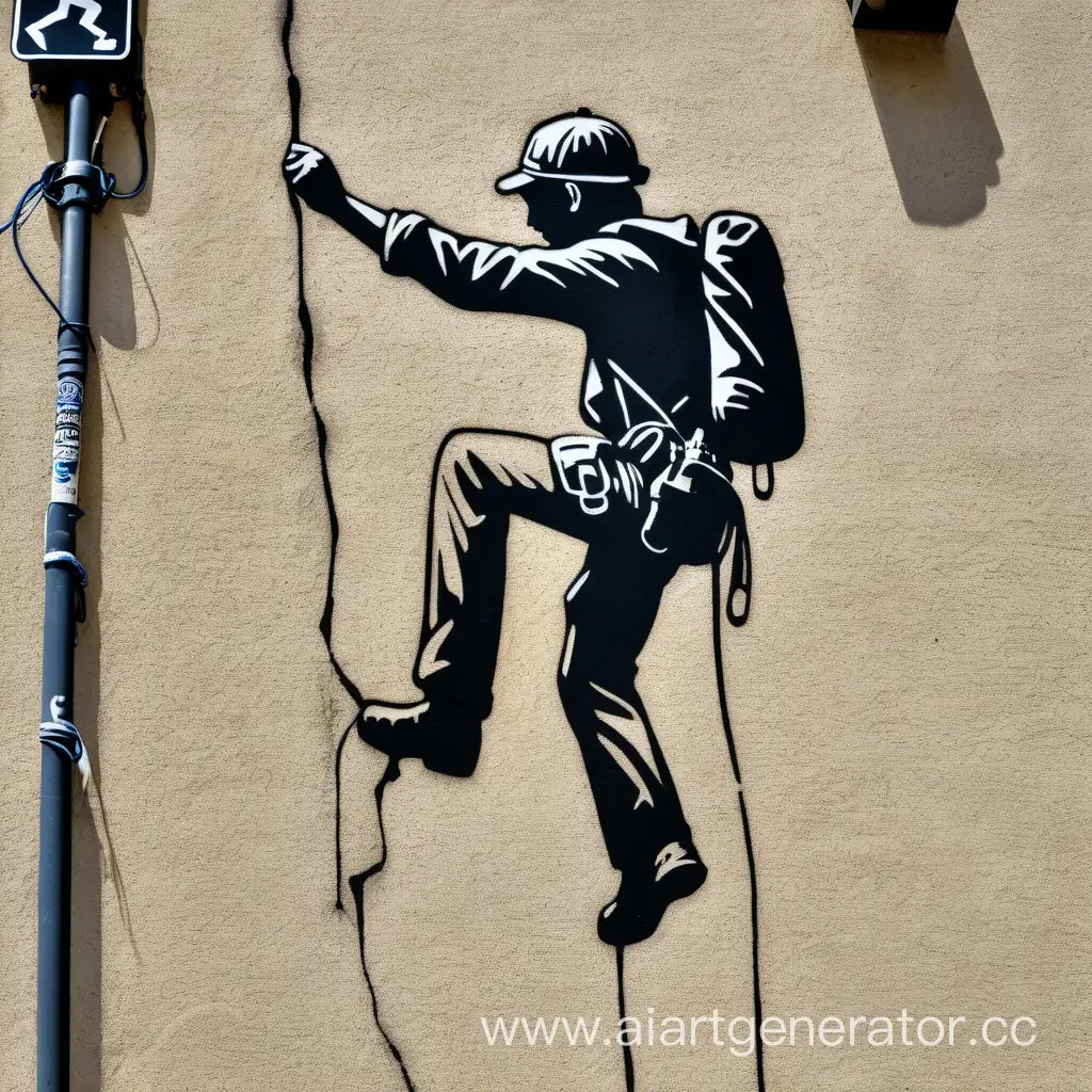 stencil rock climber street art