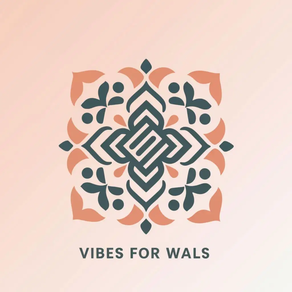 logo, decorating symmetric symbol with soft pastel background, with the text "Vibes For Walls", typography, be used in Home Family industry