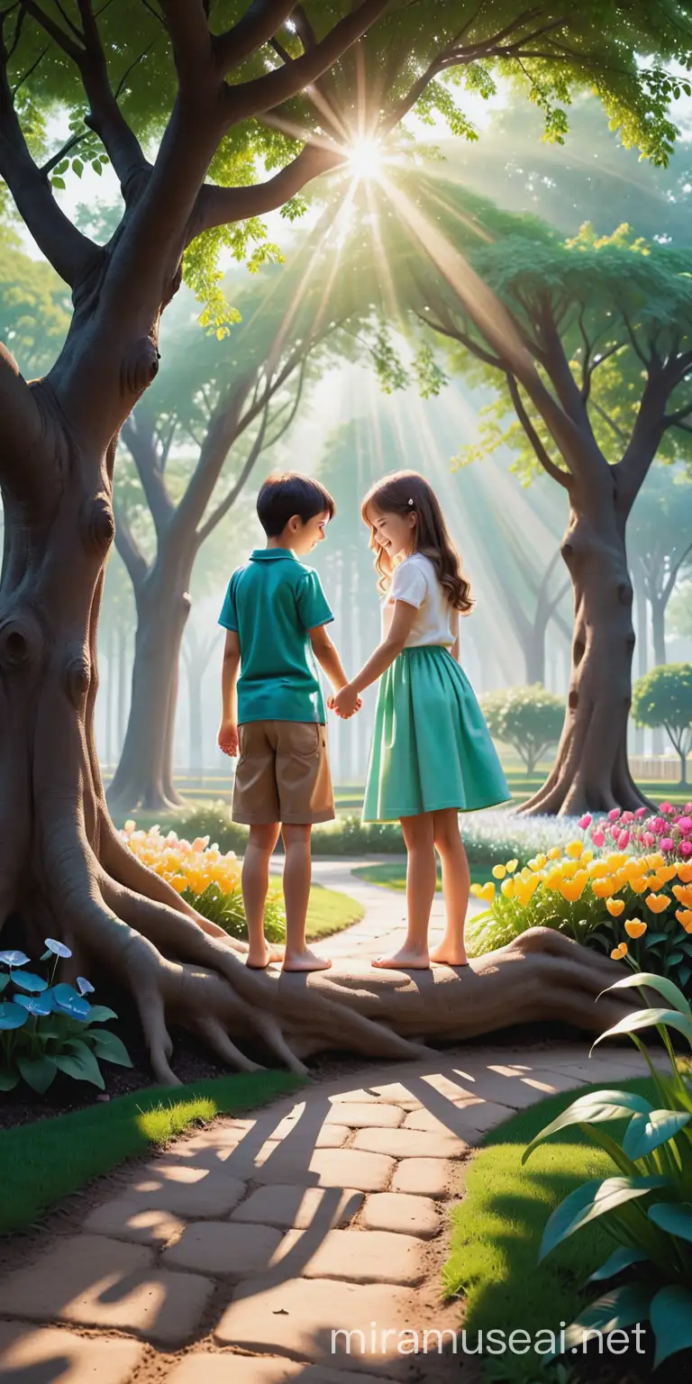Vibrant Garden of Friendship Blooming Bonds in the Sunlight