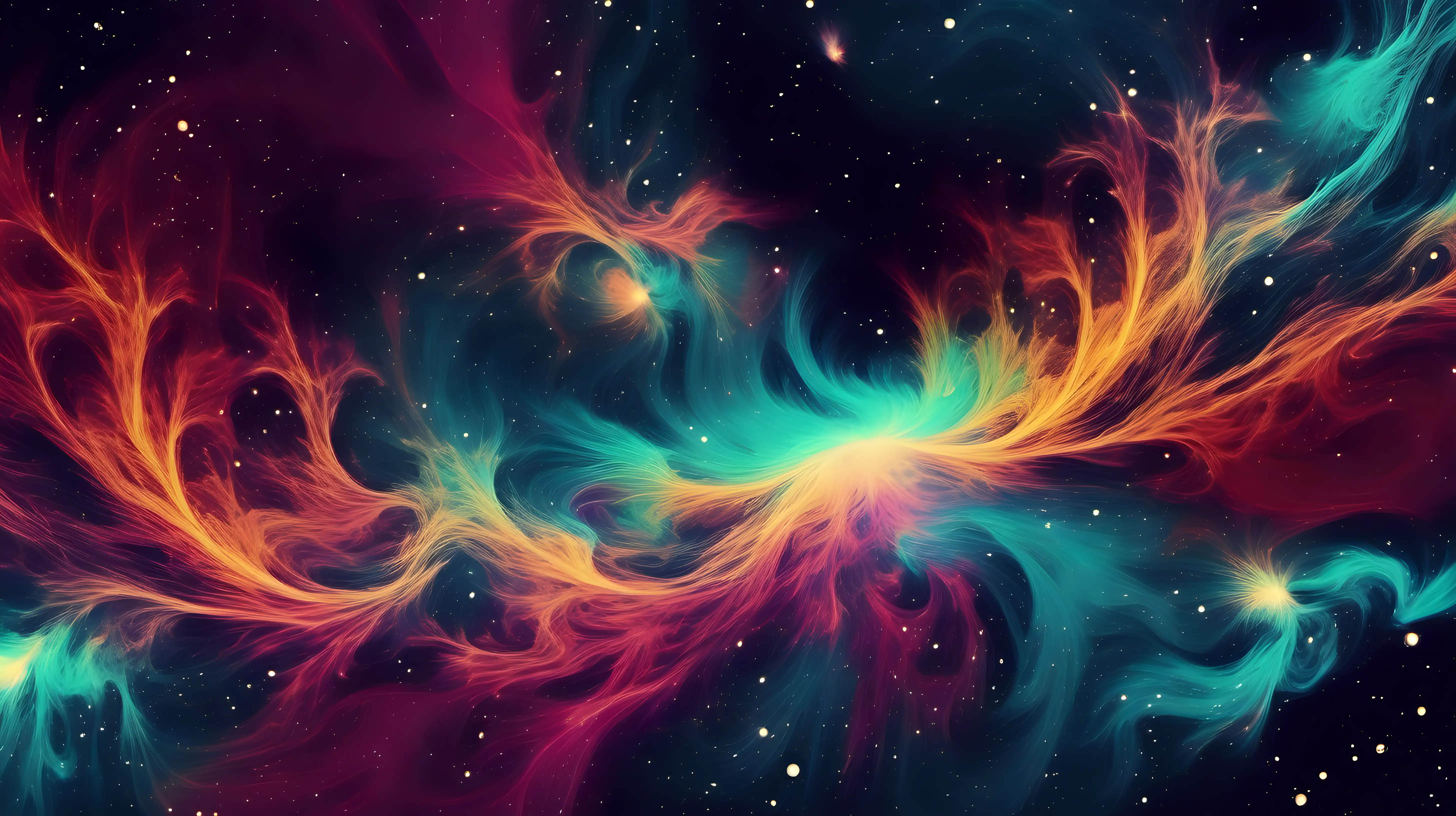 Abstract Celestial Background with Swirling Galaxies and Cosmic