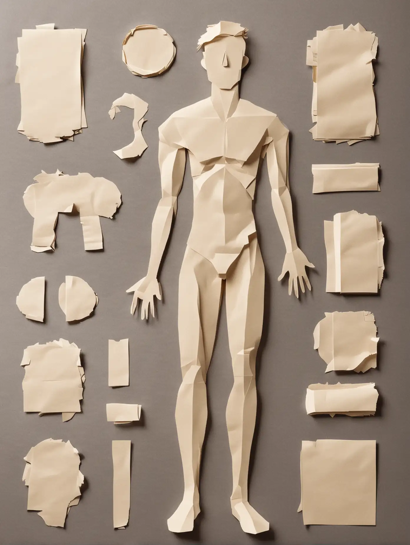 Set of paper parts of a guy  
