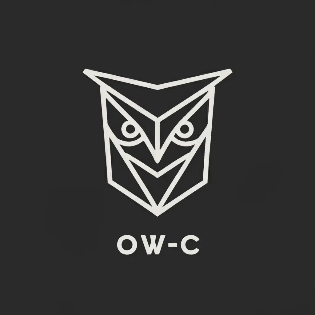 a logo design,with the text ">_C", main symbol:Geometric owl with black lines and black background,Minimalistic,be used in Technology industry,clear background
