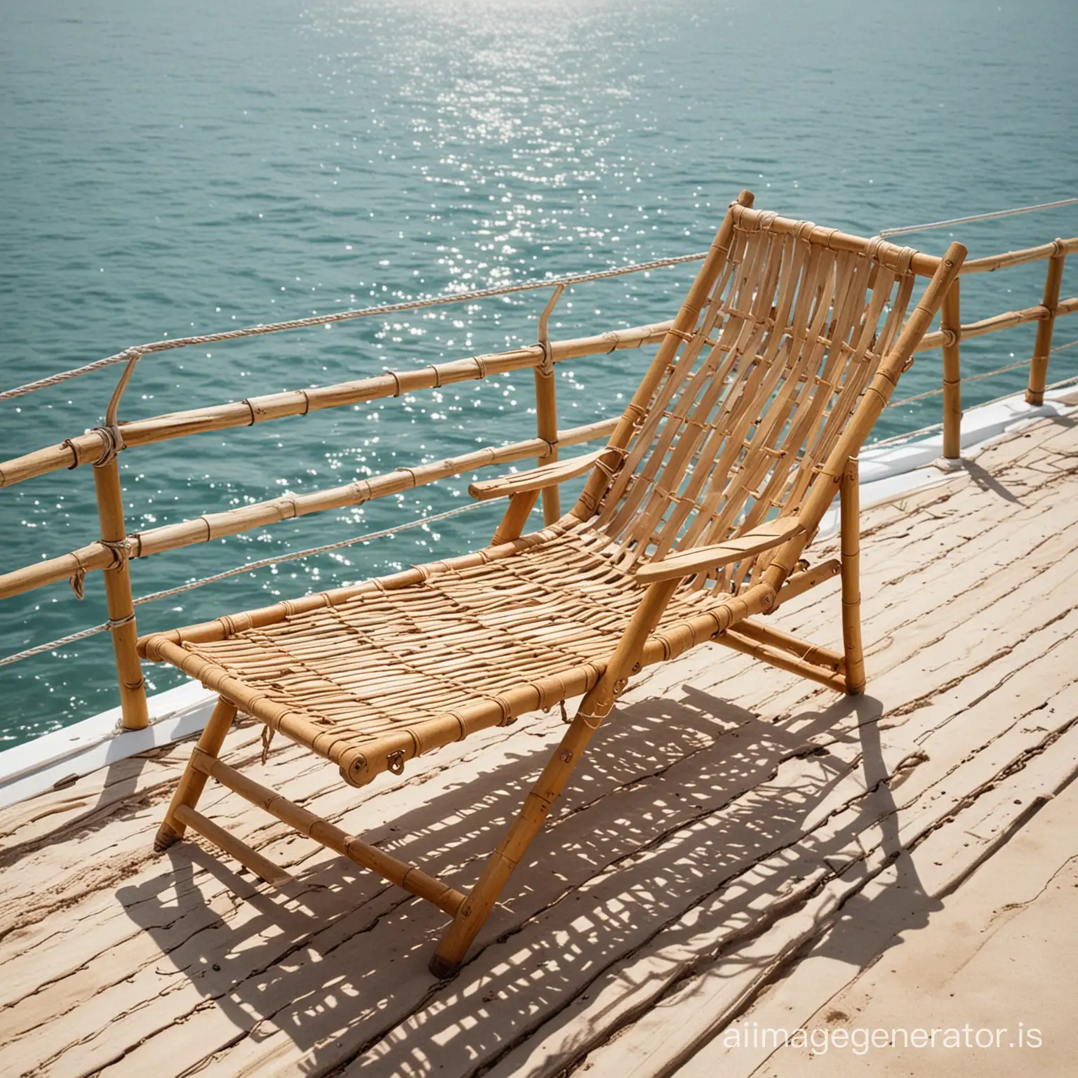 Sun bath chair on boat bamboo