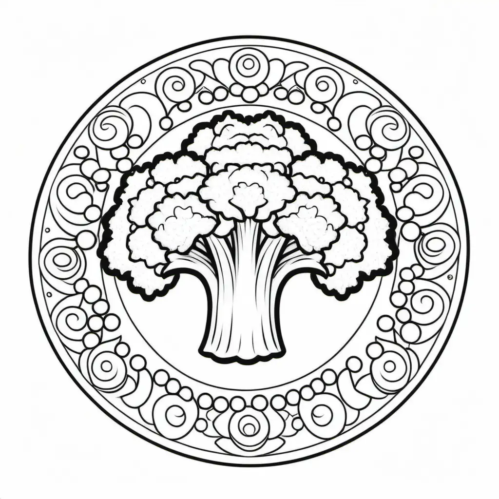 broccoli cartoon mandala coloring page for 8 by 10 coloring book make it simple