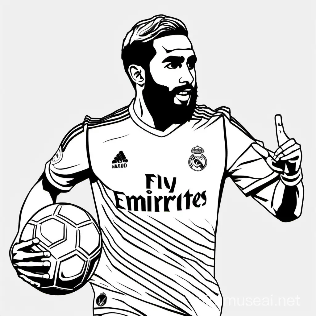 Dani Carvajal in Action at Real Madrid Soccer Game Coloring Page
