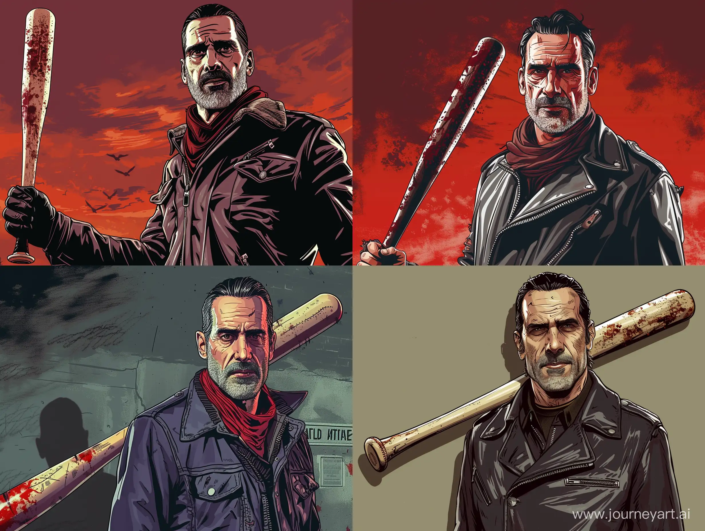 GTA-V-Style-Illustration-of-Negan-and-Lucille-from-The-Walking-Dead