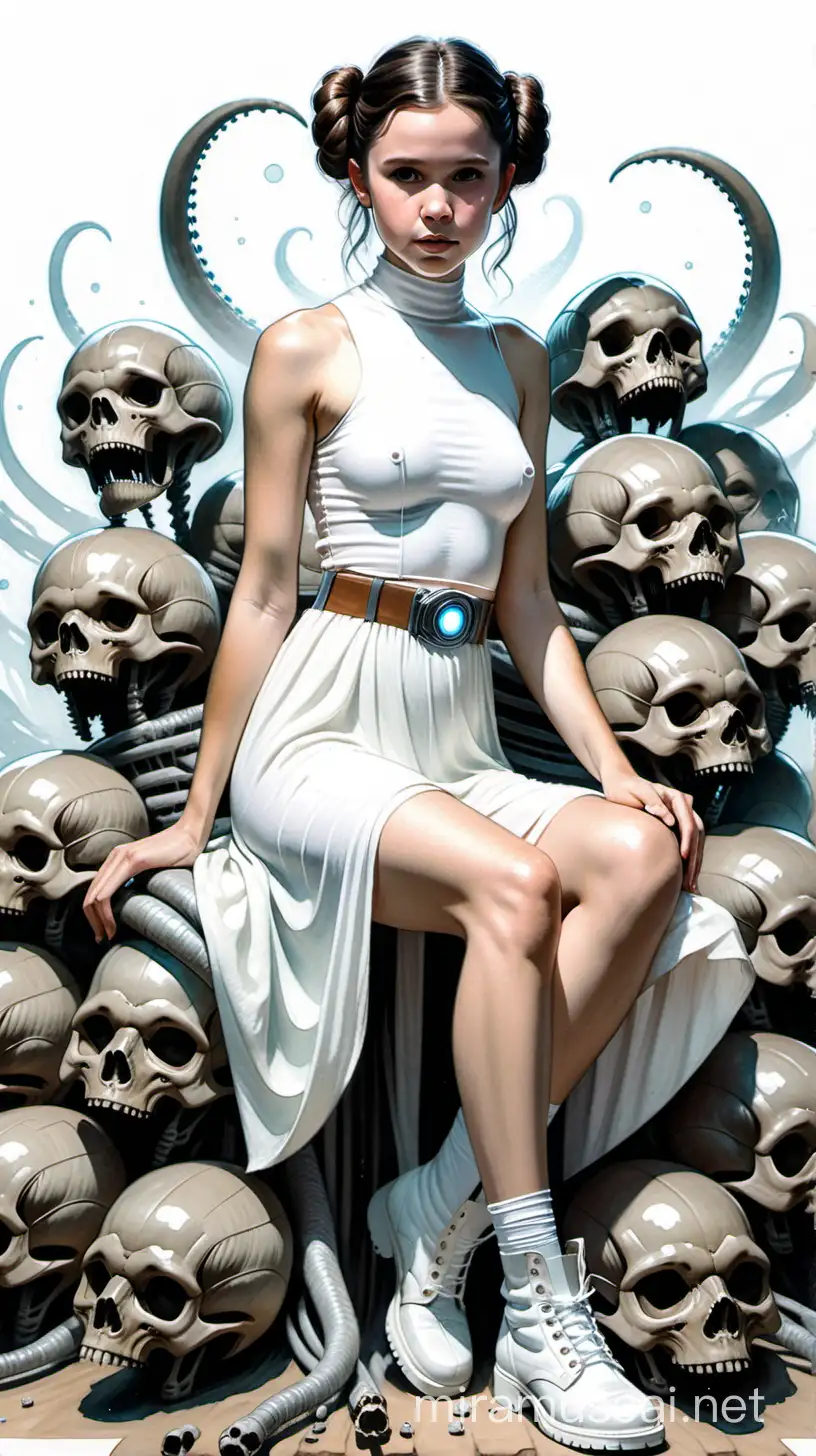 Millie Bobby Brown as Princess Leia Surrounded by Alien Skulls
