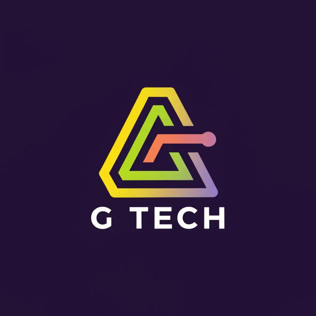 logo design, with text 'G Tech', main symbol: Triangle, Minimalist, used in computer and smartphone repair procurement of computer accessories, clear background, colors green blue yellow and purple