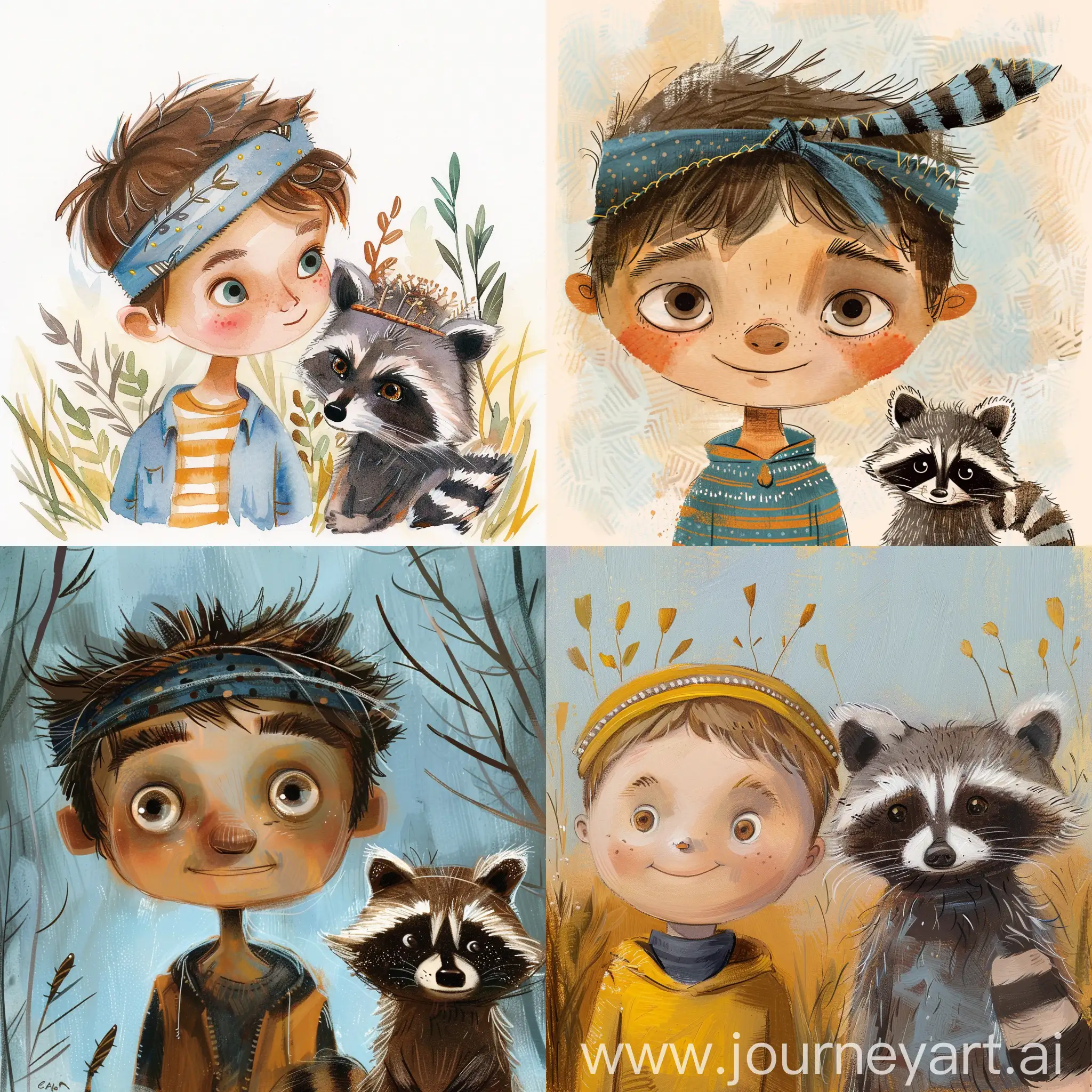 Adventurous-Boy-with-Raccoon-Fun-Headband-Duo