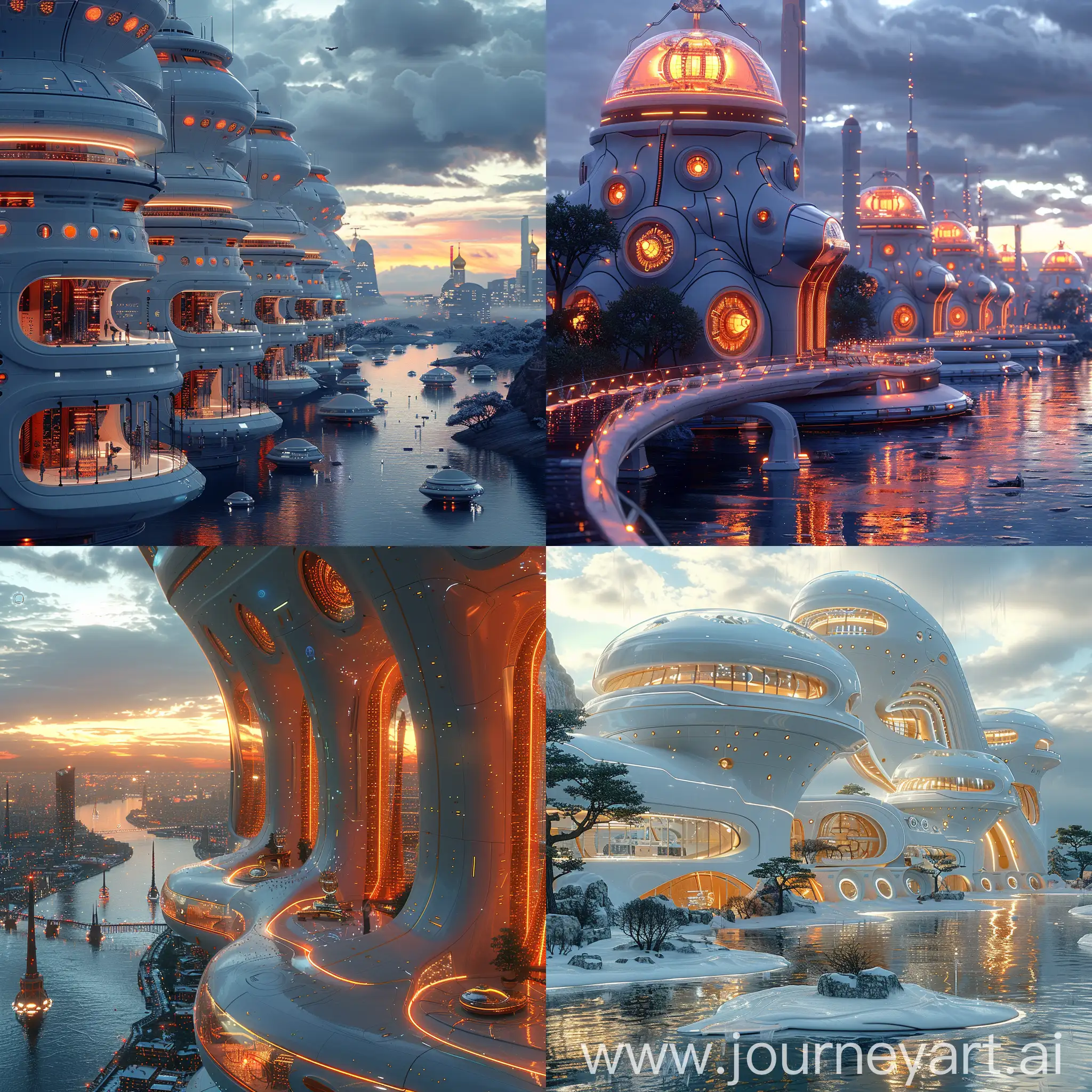 Futuristic Saint Petersburg, futuristic style of high tech, futuristic style of nanotechnology, octane render --stylize 1000