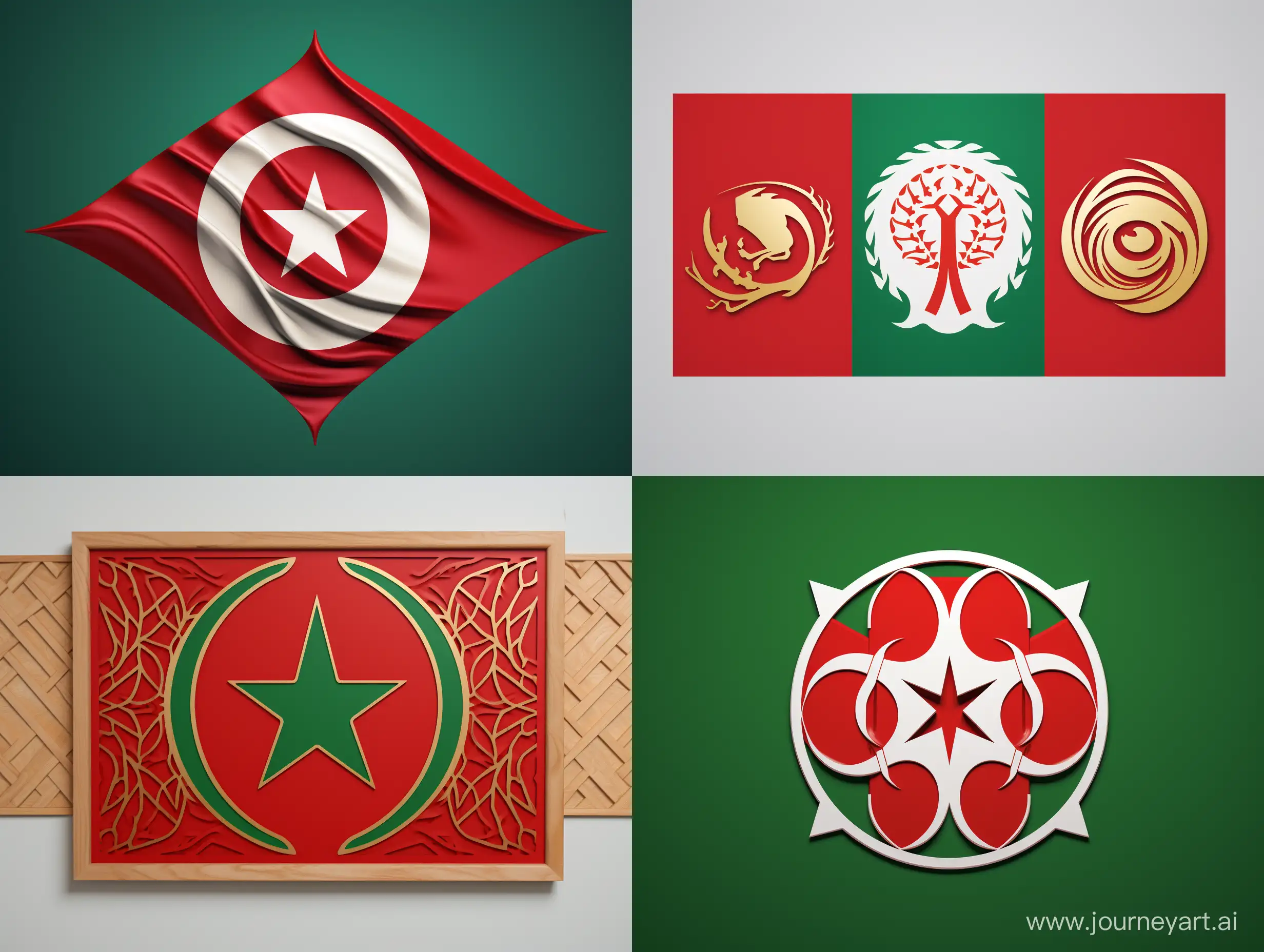 Logo design des 3 drapeaux Maroc, Algérie, Tunisie sur le même drapeau unis 