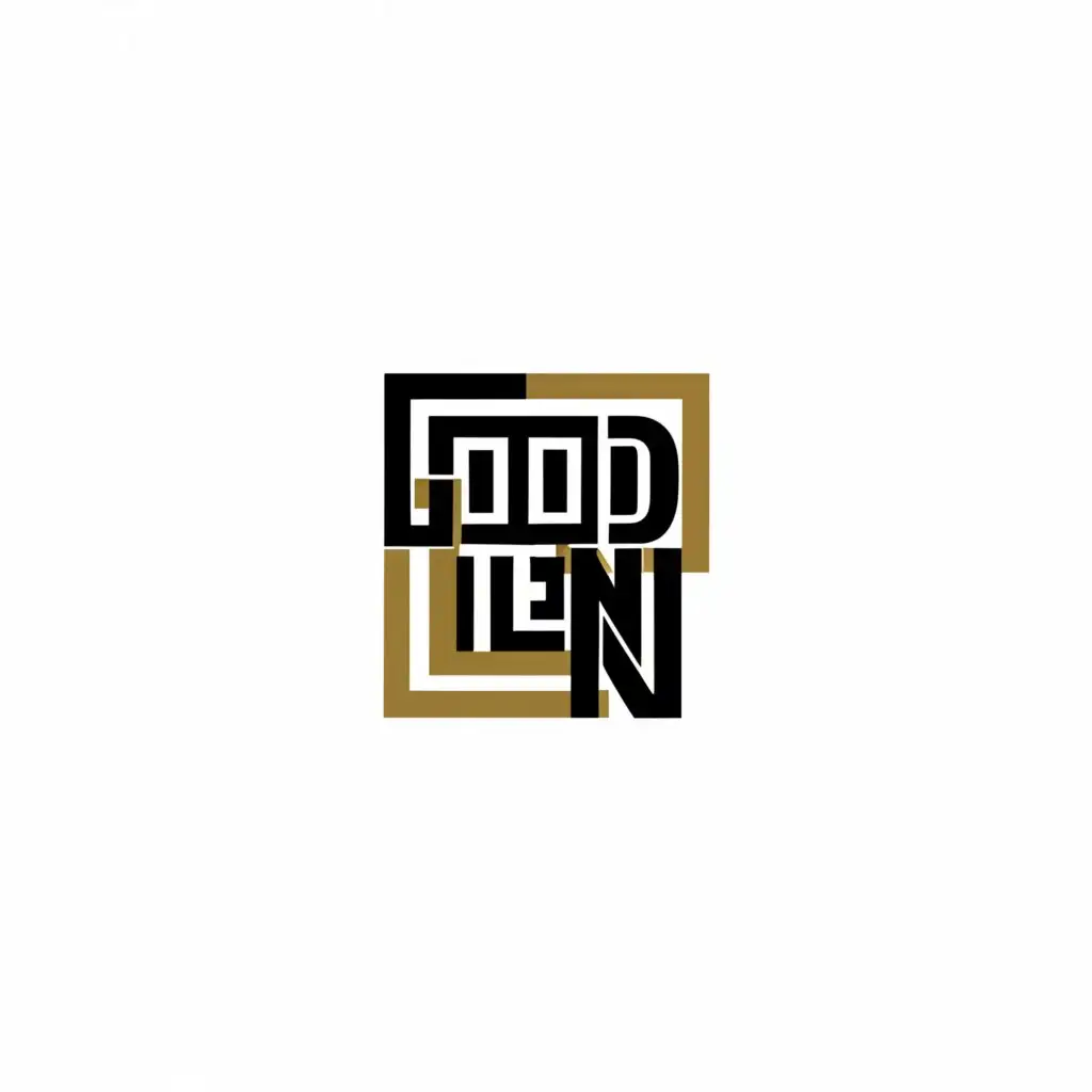 a logo design,with the text 'GOOD TEN', main symbol:with the color of black, white and gold also minimalistic,clear background