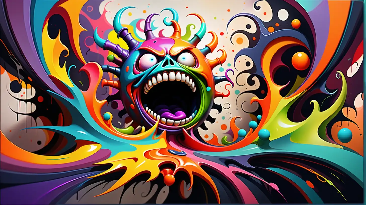Vivid Abstract Nightmare Bursting Colors in Chaos