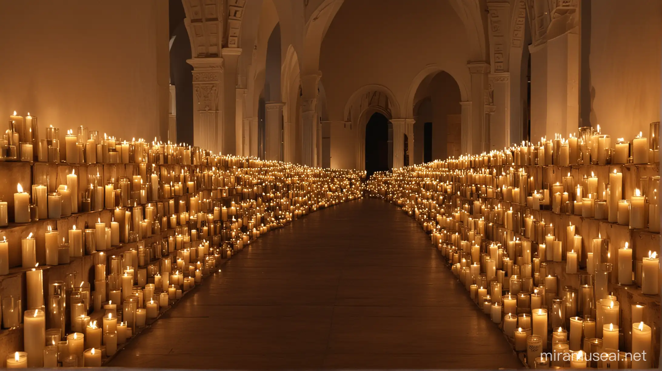 Elegant Candlelit Hallway with Warm Glow