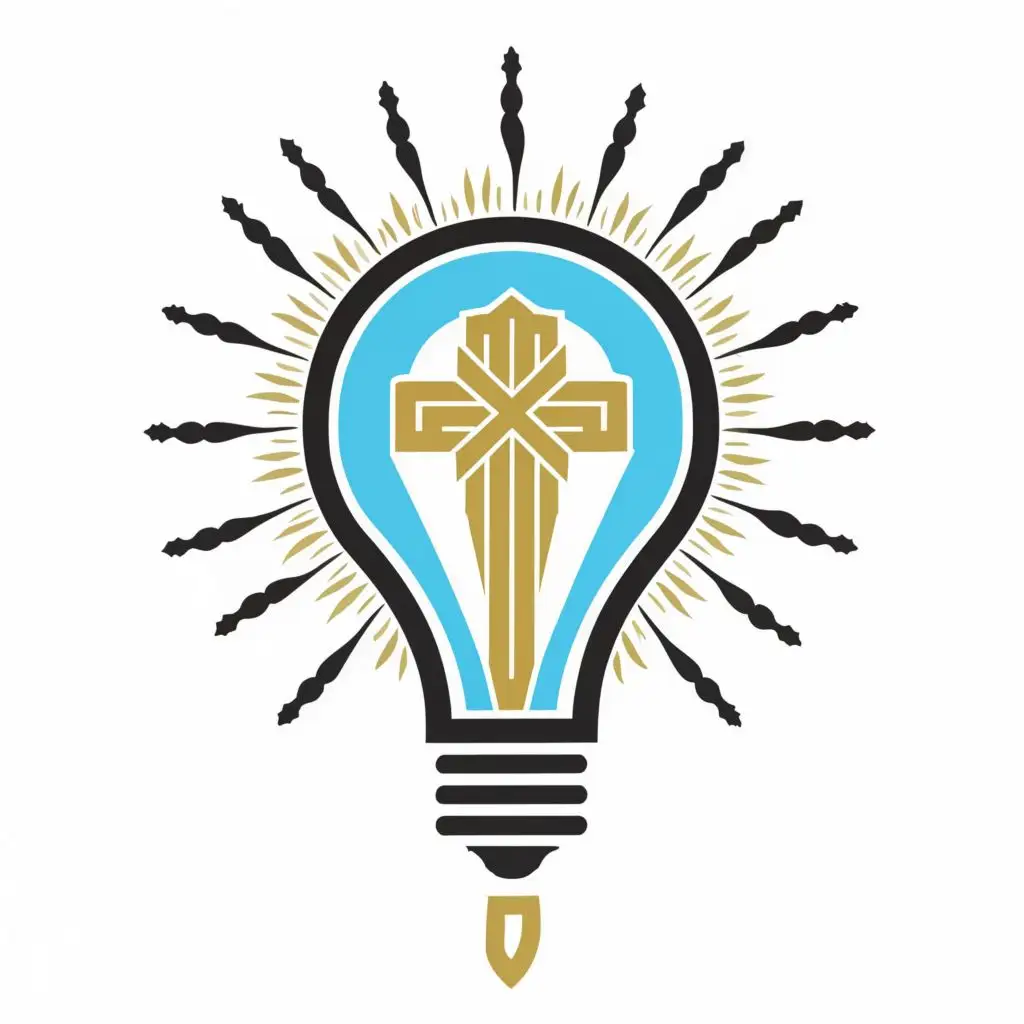 logo, The author's style "Paradoxical reality of optimal minimum of boundless possibilities" in the field of luminescent technology design for the image "Abstract light bulb, on a white background, Russian Federation, Republic of Crimea, arabesque, Orthodox cross, Thunderous bell", with the text """"
___
"""", typography