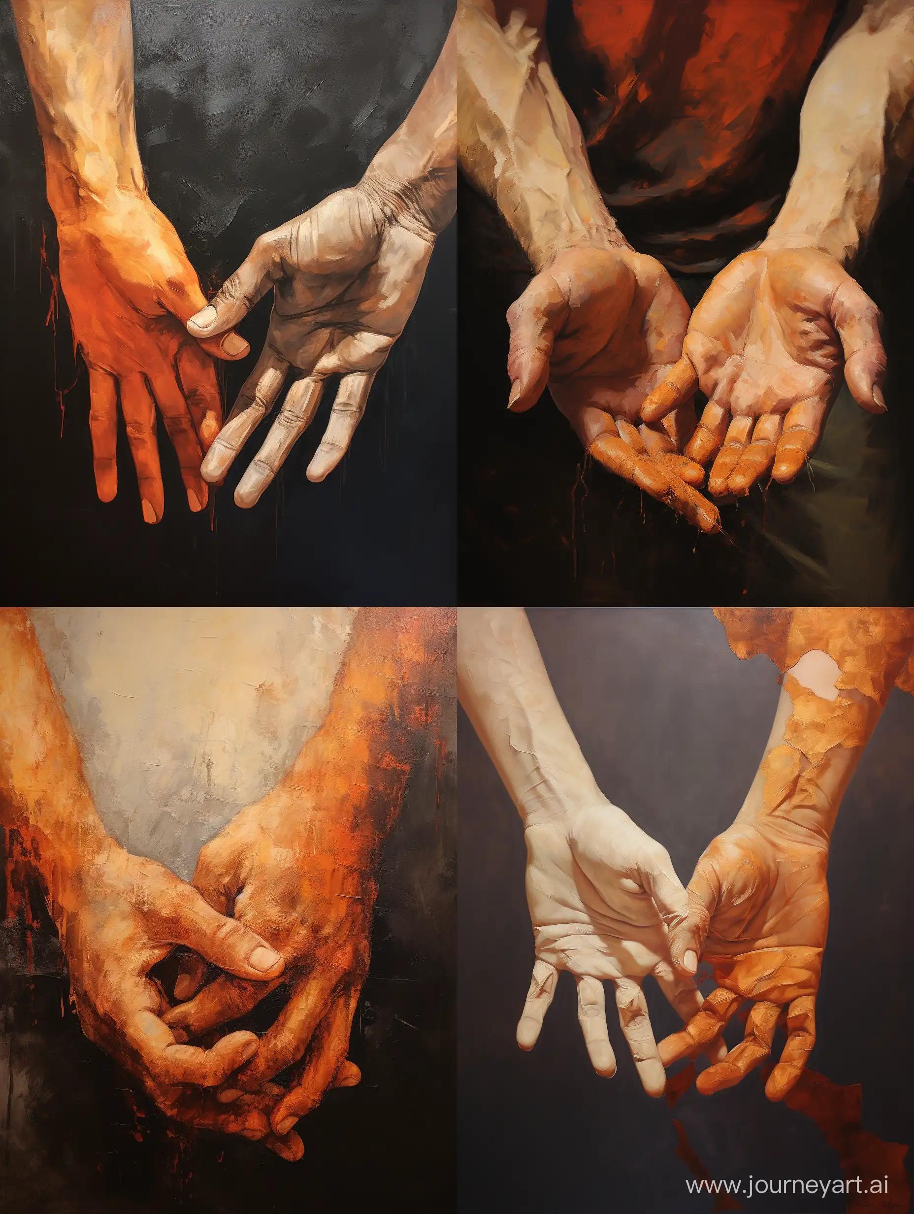 peinture représentant deux mains
