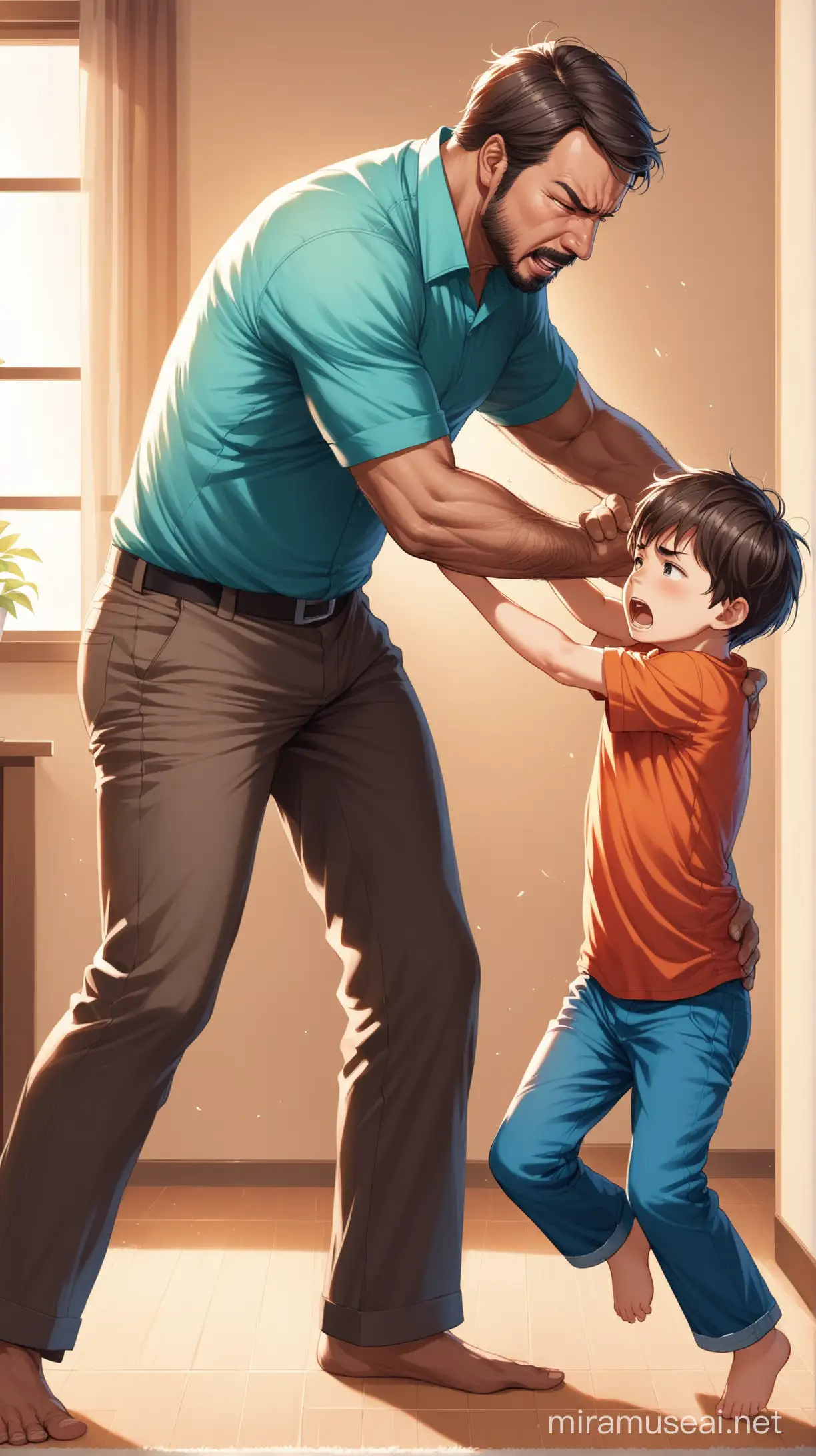 Domestic Discipline Father Disciplining Son at Home