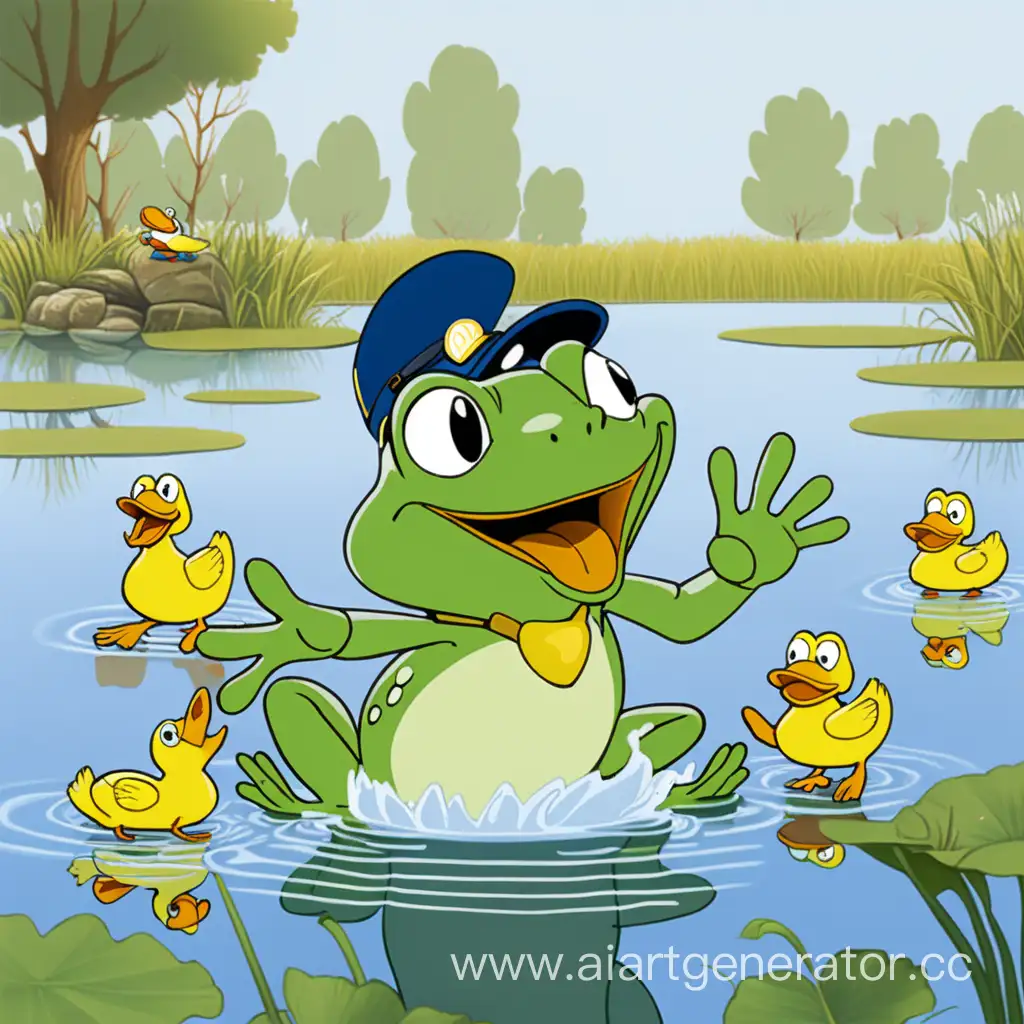 Animated-Frog-Calling-Ducks-by-the-Pond