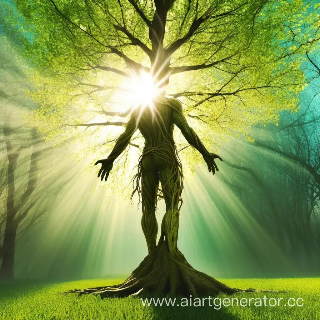 Spring-Awakening-TreeMan-Blossoming-in-Radiant-Sunlight