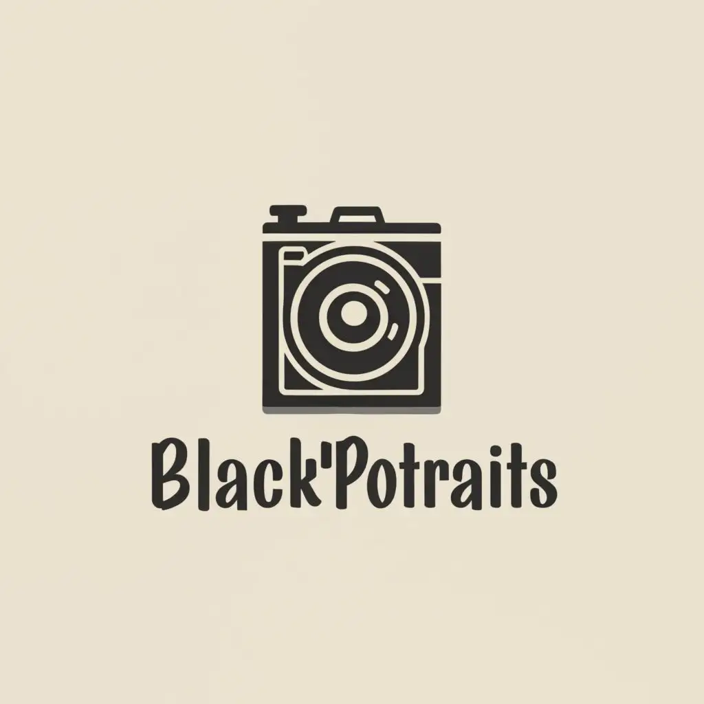 a logo design,with the text "Black'Potraits", main symbol:Photography,Minimalistic,be used in Events industry,clear background