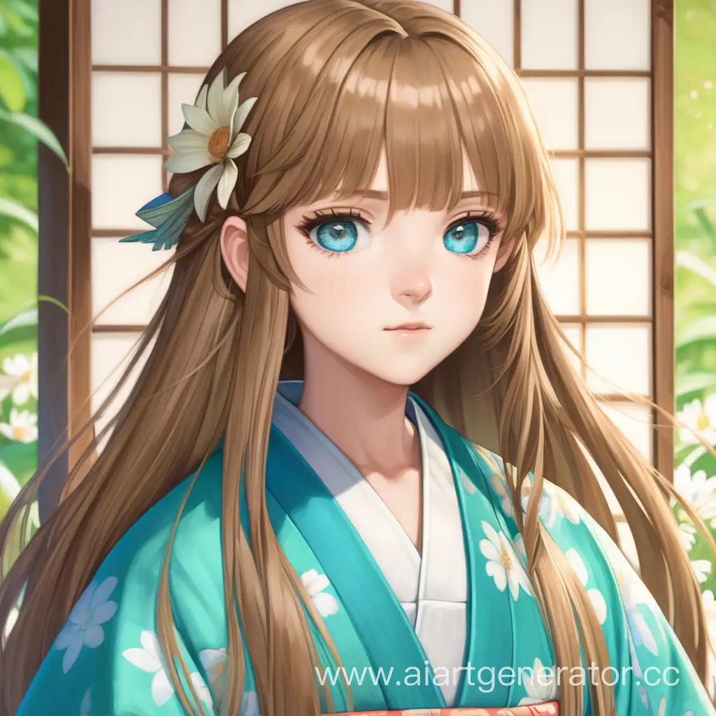 Graceful-Girl-in-Green-Kimono-with-Mesmerizing-Blue-Eyes