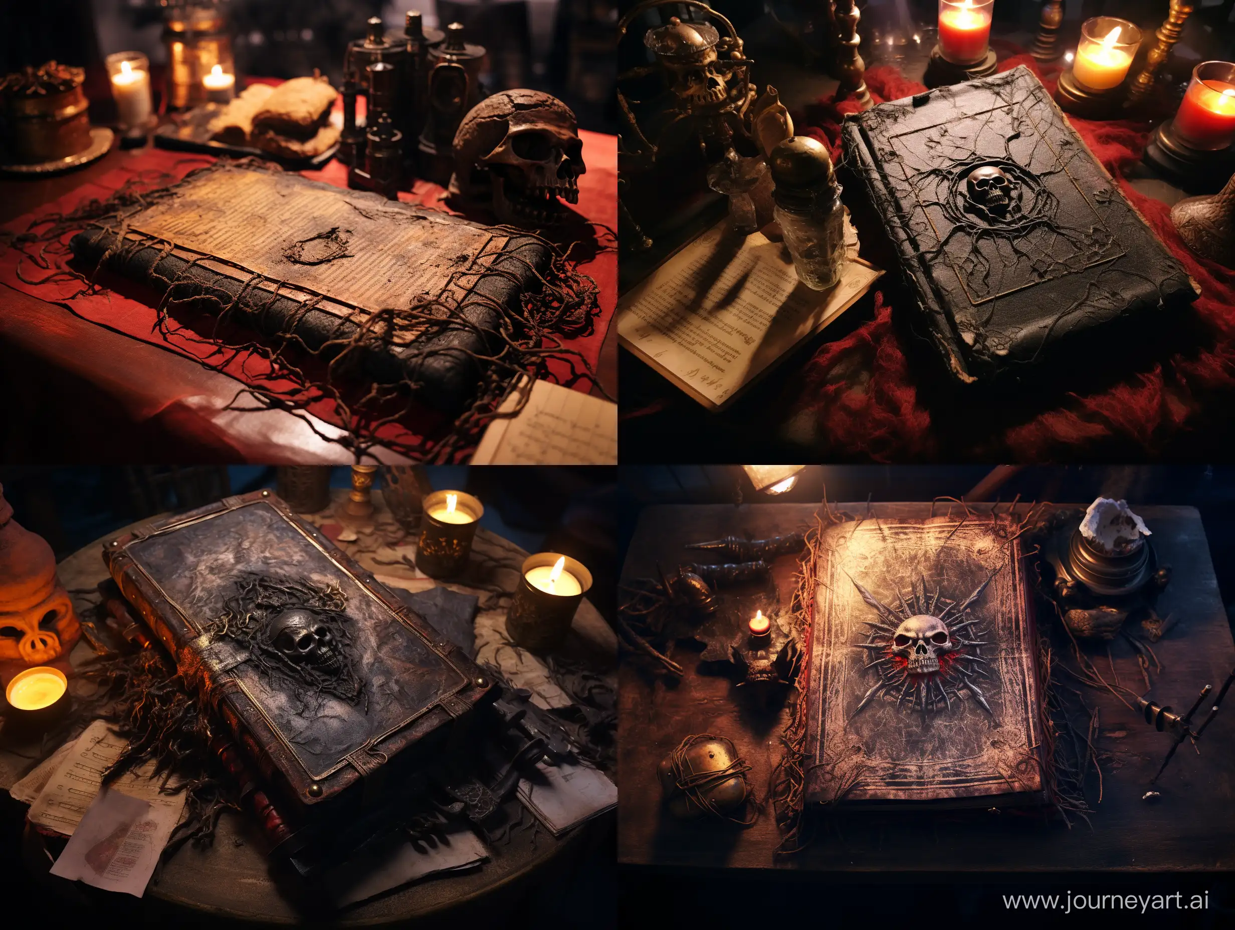 Mystical-Necronomicon-Table-Setting-with-Opened-Book