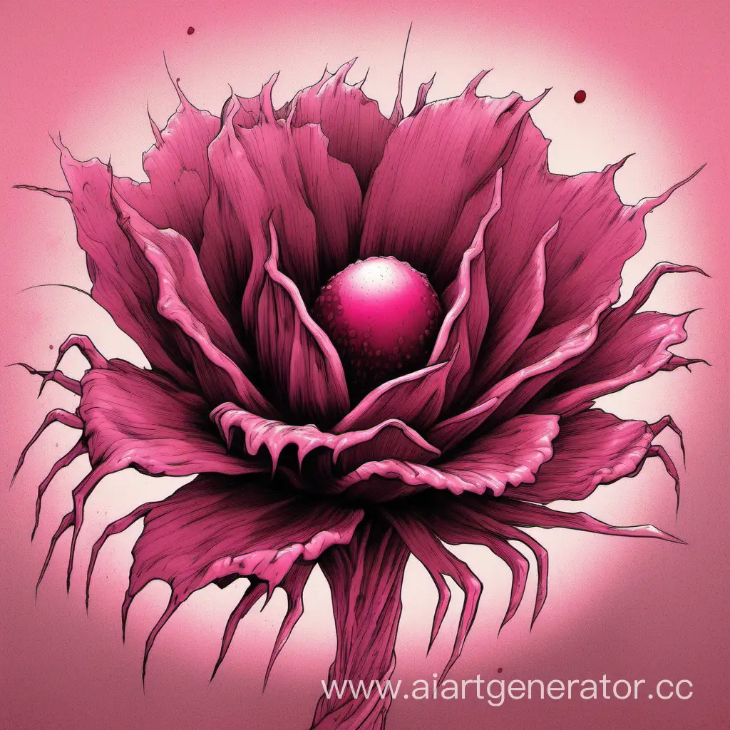 Gory-Flower-Drawing-Pink-Wound-Blossoming-with-Twisting-Worms