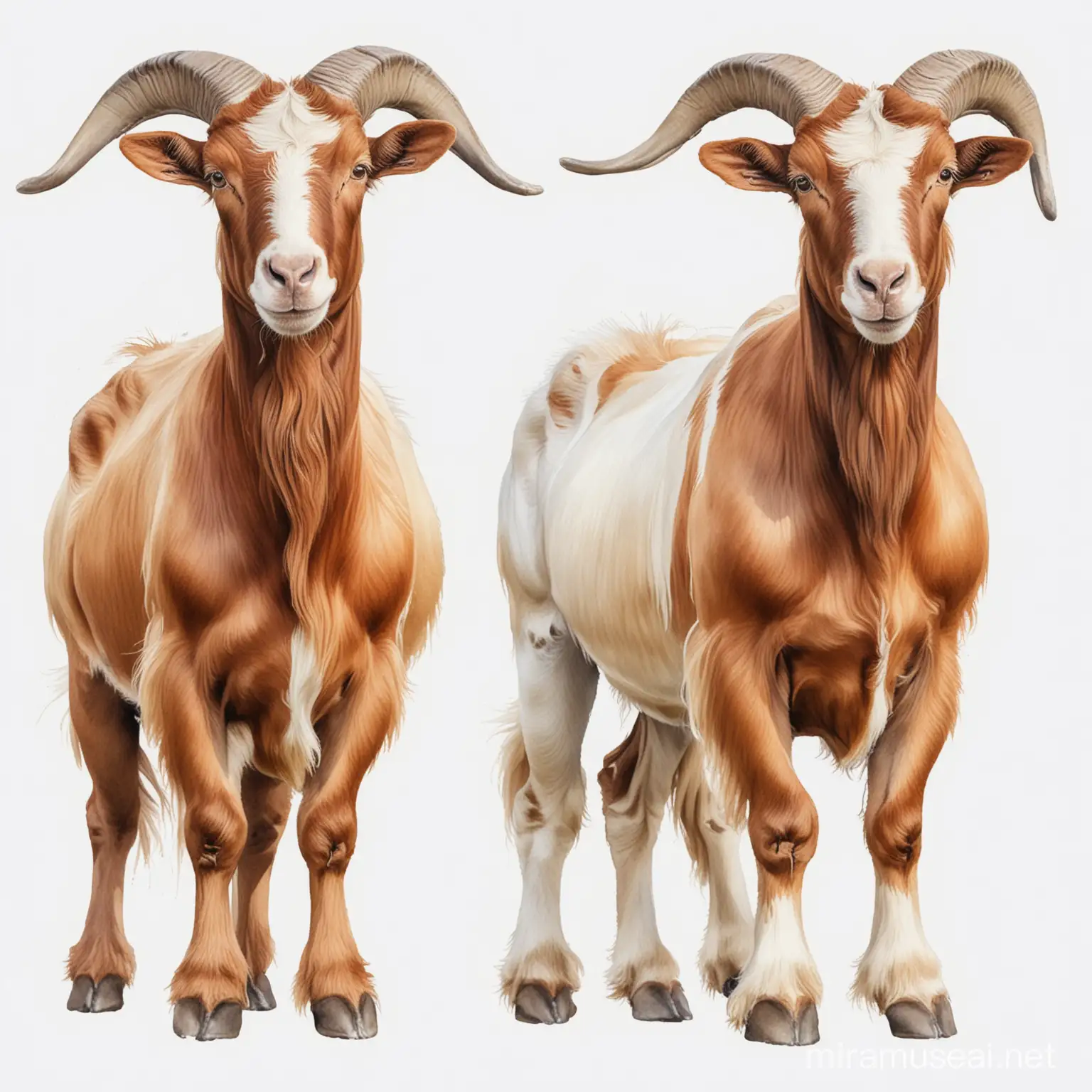 watercolor two boer goats full body