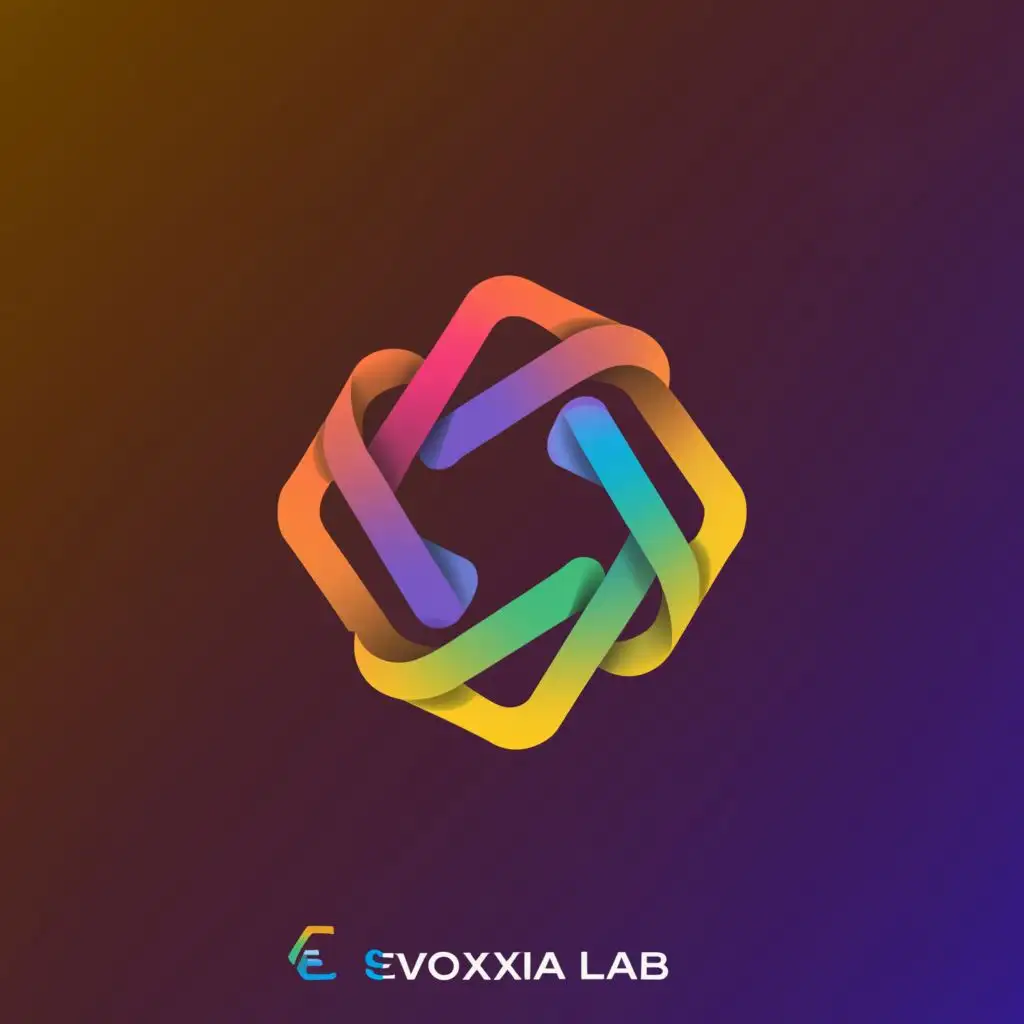 a logo design,with the text "Evoxia Lab", main symbol:Abstract Geometric Shape, with an e letter logo, be used in Technology industry