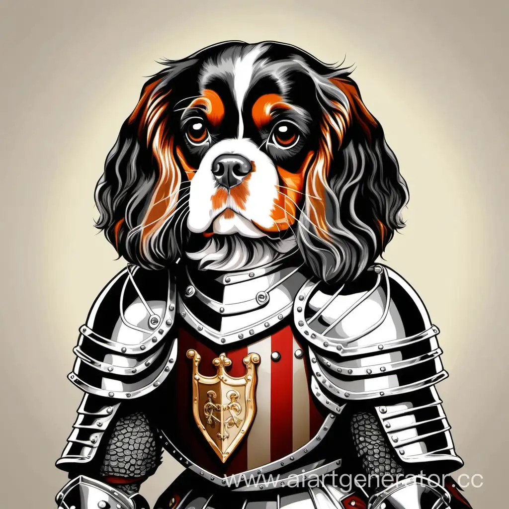 Tricolor-Cavalier-King-Charles-Spaniel-in-Knights-Armor