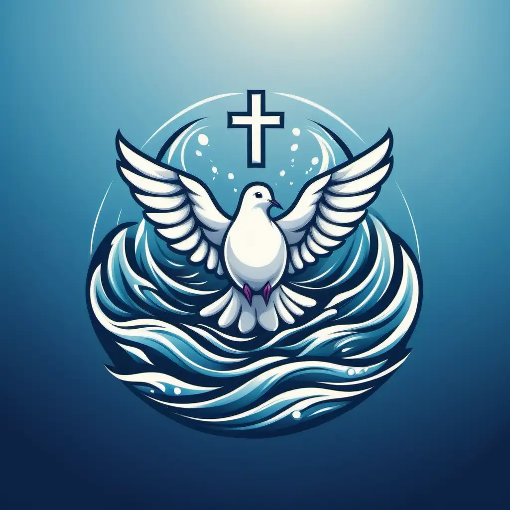 Simplistic Religious Logo Tranquil Dove Amidst Serene Waters