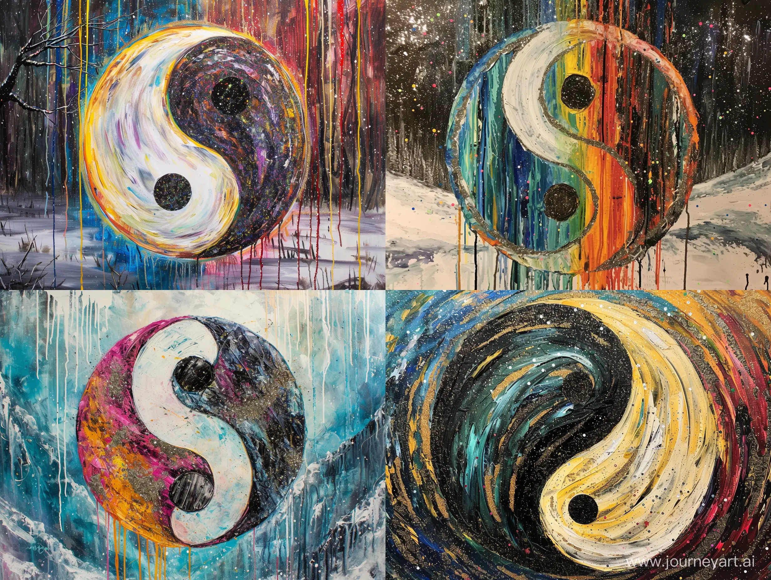 Vibrant-Winter-Landscape-with-Yin-Yang-Harmony-and-Expressive-Paint-Streaks
