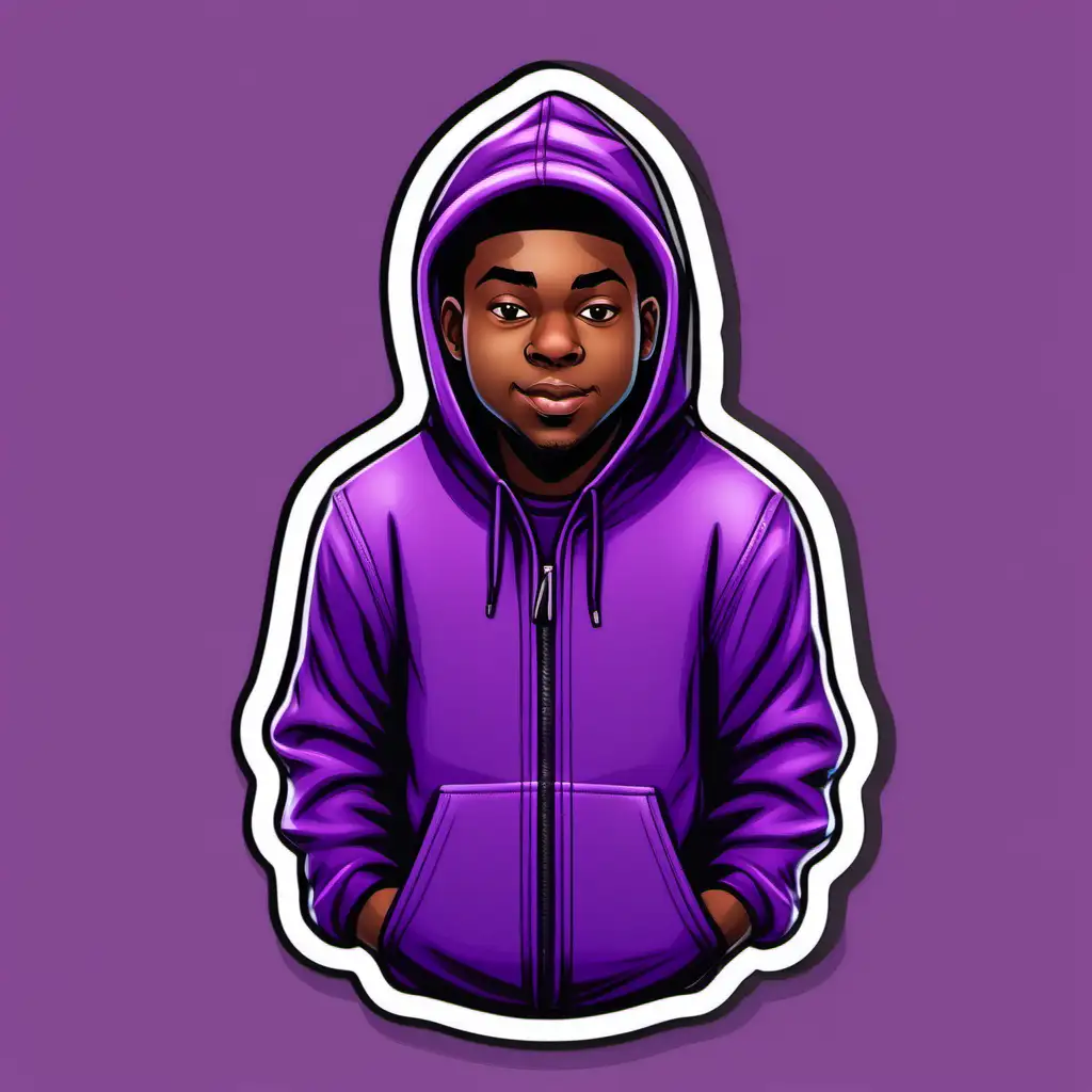 Cool Cartoon Roadman Sticker in Purple Tech Fleece