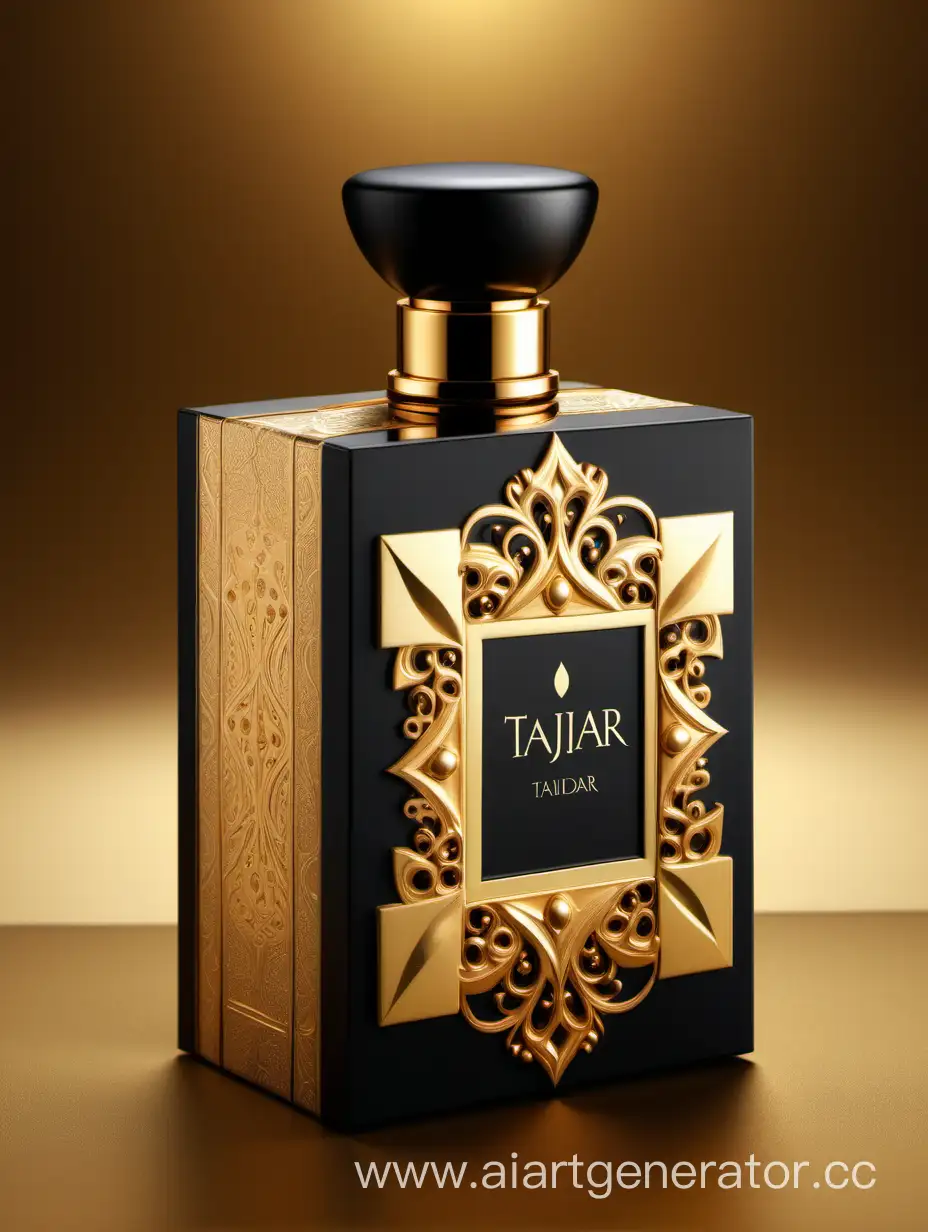 Elegant-Box-Package-Design-for-TAJDAR-Perfume-Gold-and-Royal-Black-Theme