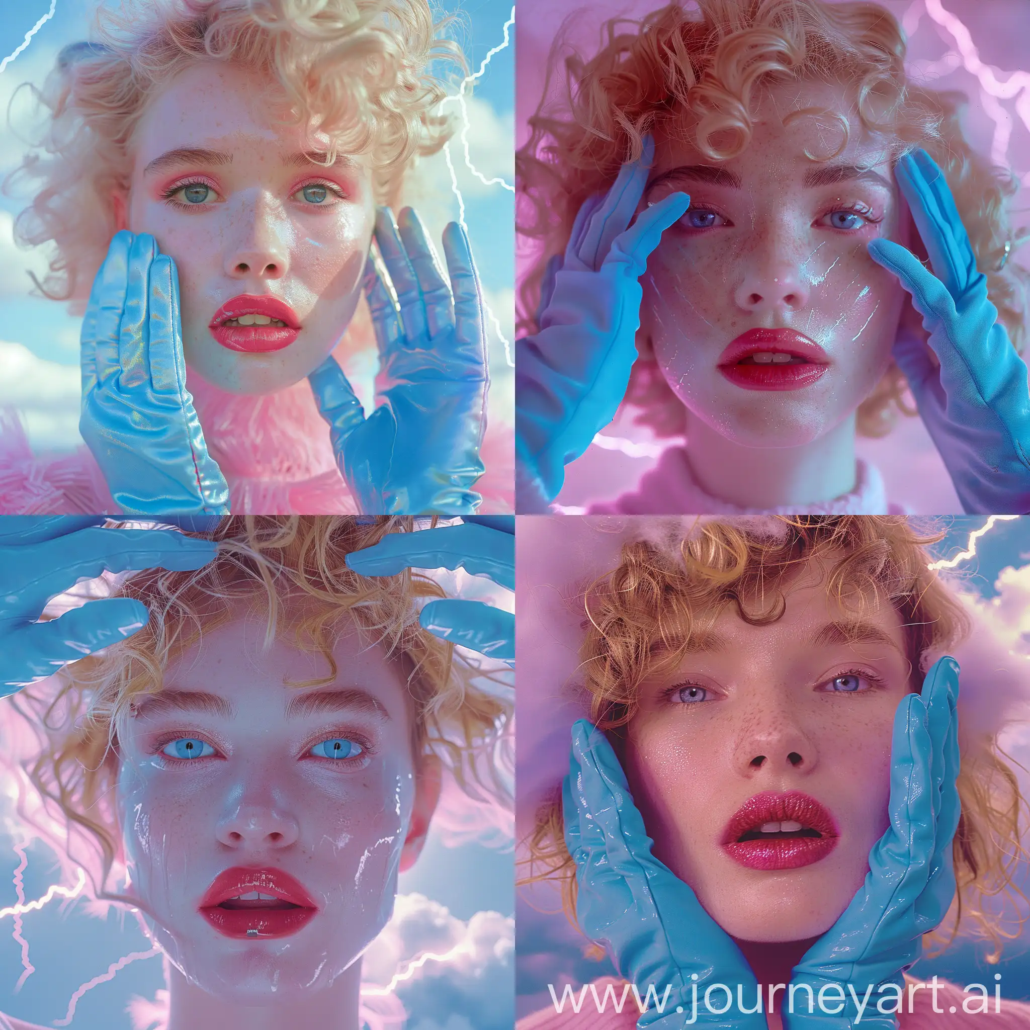 Madonna-Inspired-90s-Model-with-Pink-Clouds-and-Lightning-Background