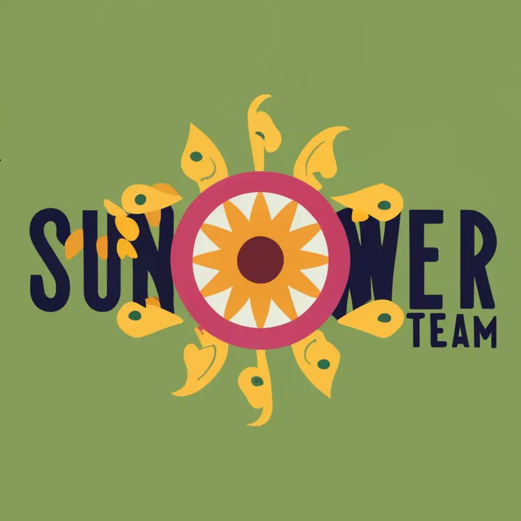 logo, Sunflower, basketball, chess, street dance, origami, and cello., with the text "Sunflower Team", typography