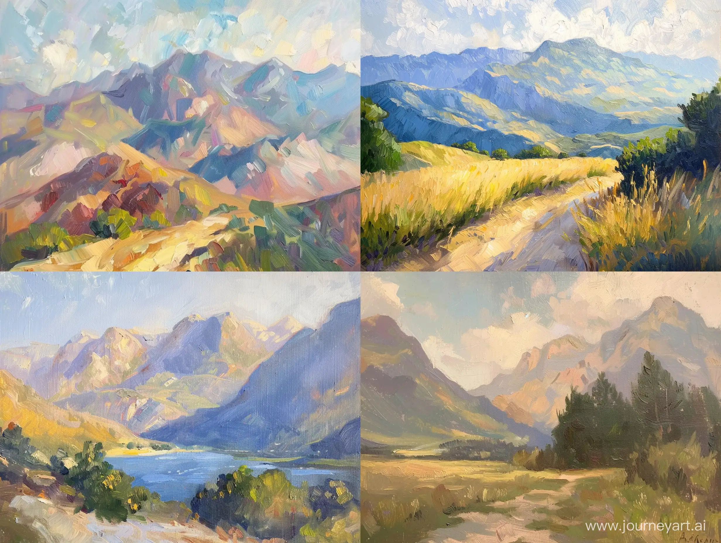 Vintage-SemiImpressionist-Oil-Painting-of-Mountainous-Landscape