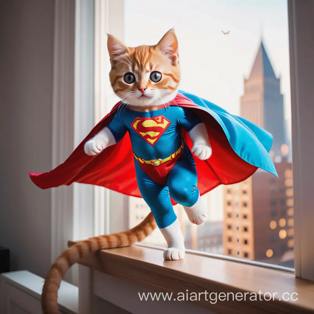 Playful-Super-Kitty-in-Action-Adorable-Feline-Hero-Leaping-with-Cape