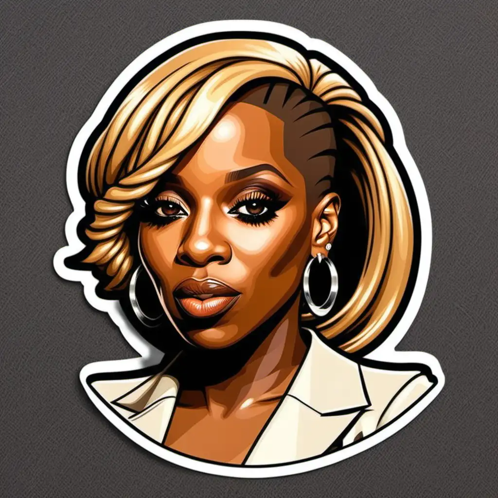 Mary J Blige Cartoon Sticker Vibrant Illustration of the Iconic Singer in Animated Form
