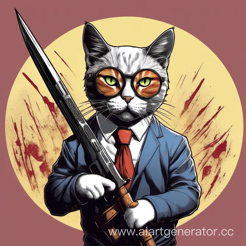 Clever-Cat-Wearing-Glasses-Wielding-a-Weapon