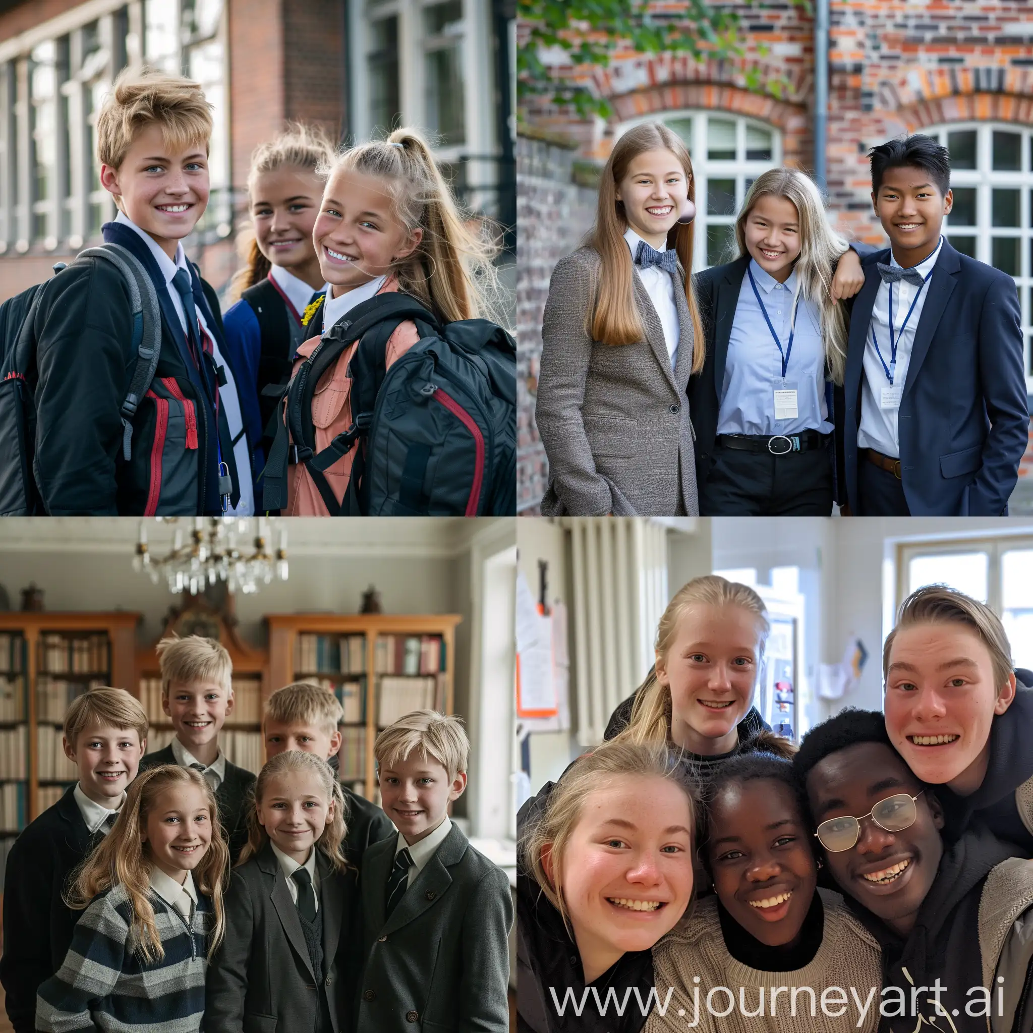 Happy successful boarding school students in sweden

