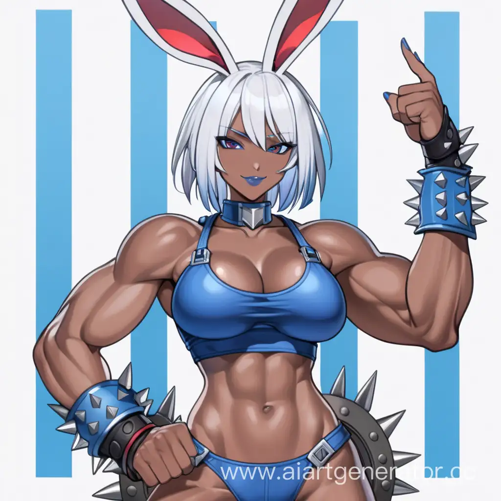 Fierce-Rabbit-Warrior-in-Blue-Armor-Flexing-Muscles-with-Scarlet-Red-Eyes