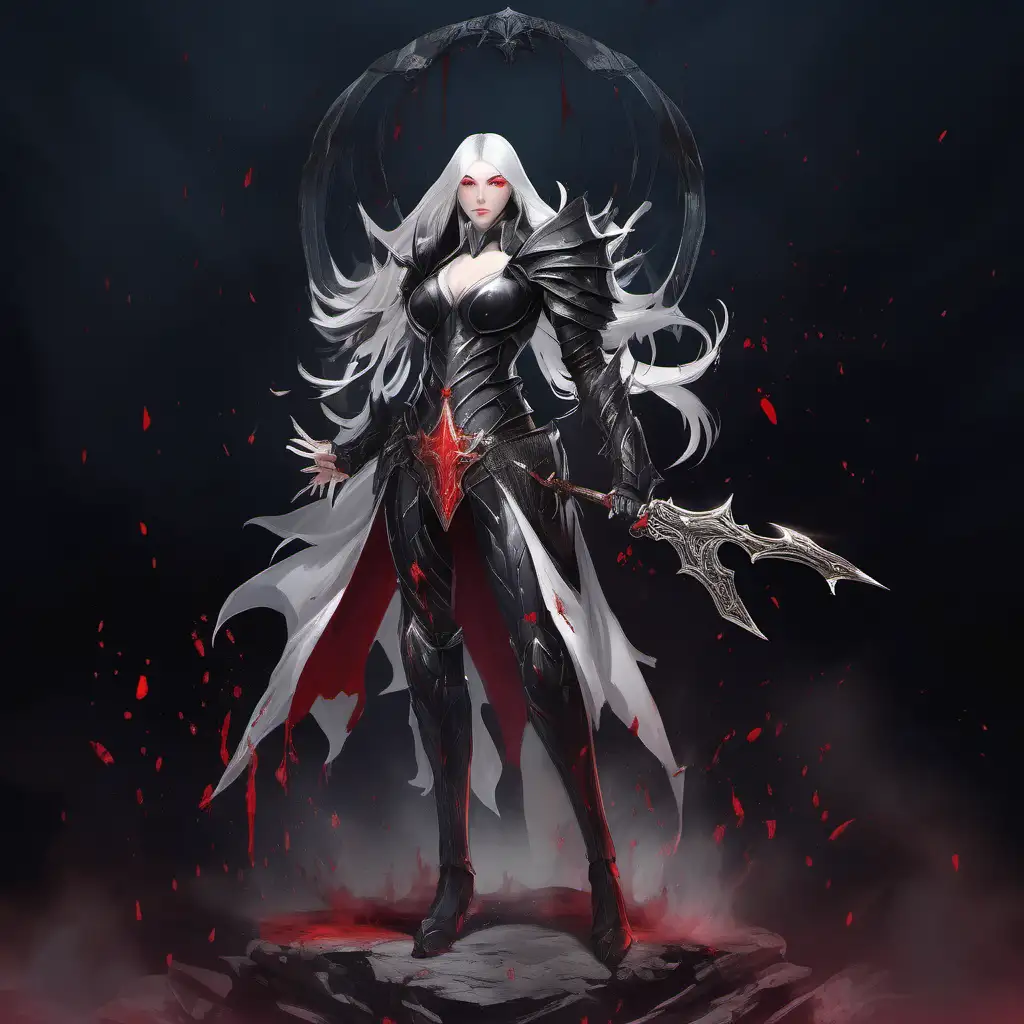 Confident Woman in Black Armor Wielding Blood Magic Fantasy Art