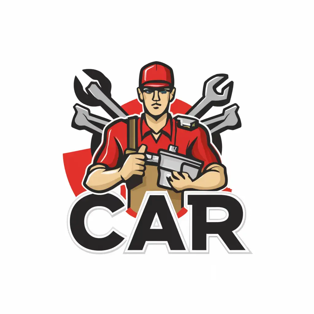 a logo design,with the text "Car", main symbol:a guy tools in hand,Moderate,clear background