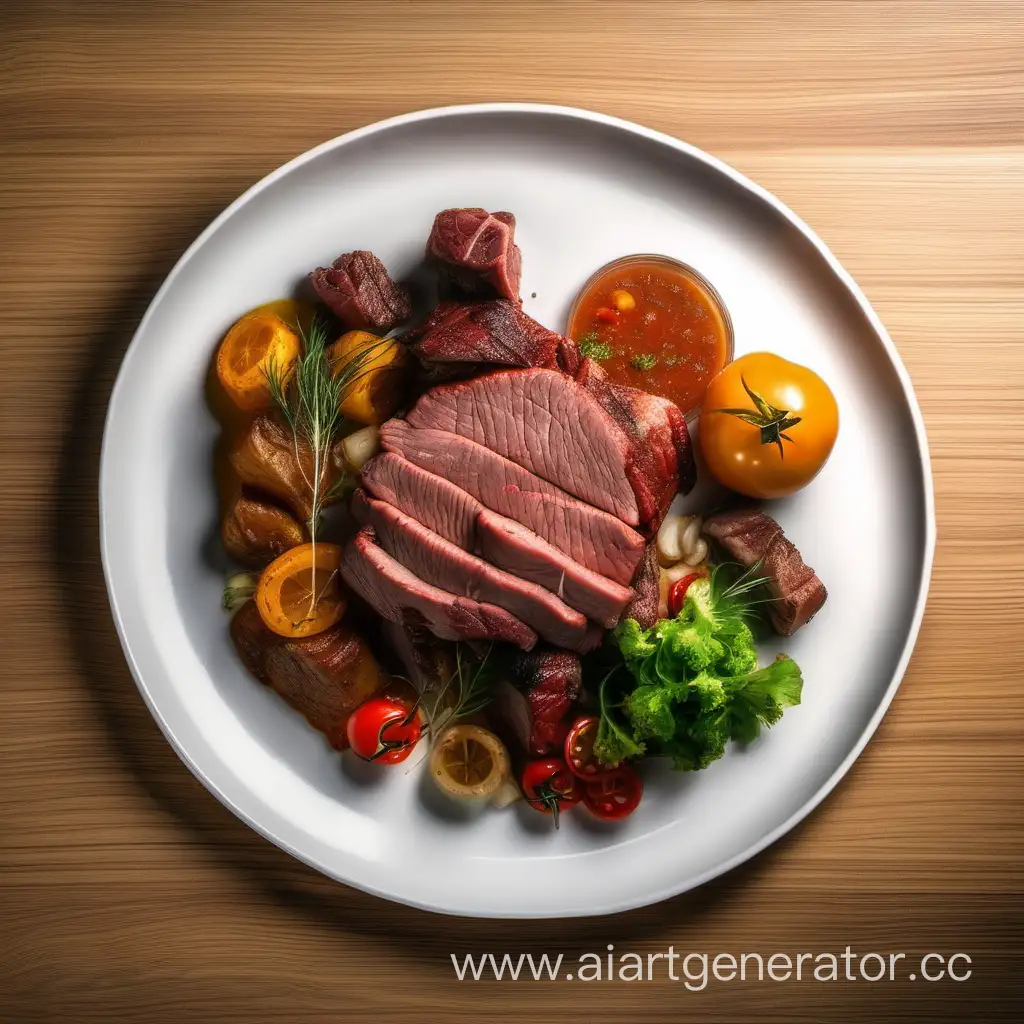 Top-View-of-Delicious-Meat-Dish-on-Plate